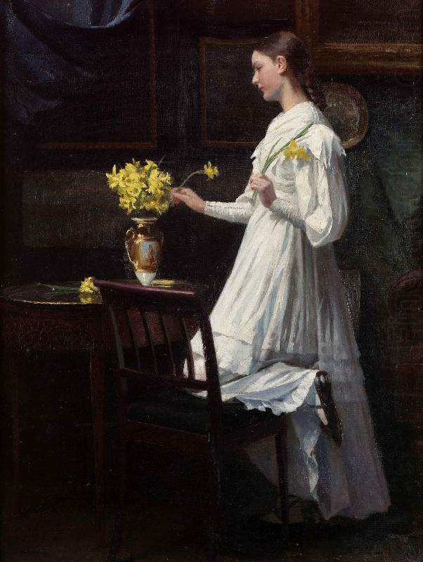 Carl d Unker Arranging daffodils china oil painting image